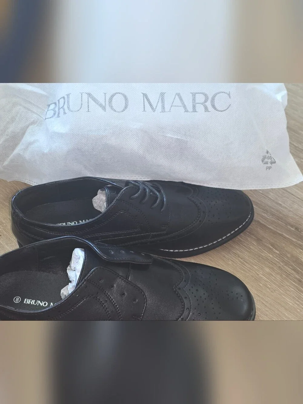 Bruno Marc Men’s Black Leather Brogue Derby Shoes